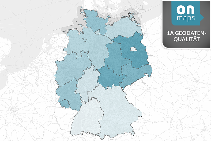 Karte von Deutschland mit den einzelnen Bundesländern in blau eingefärbt