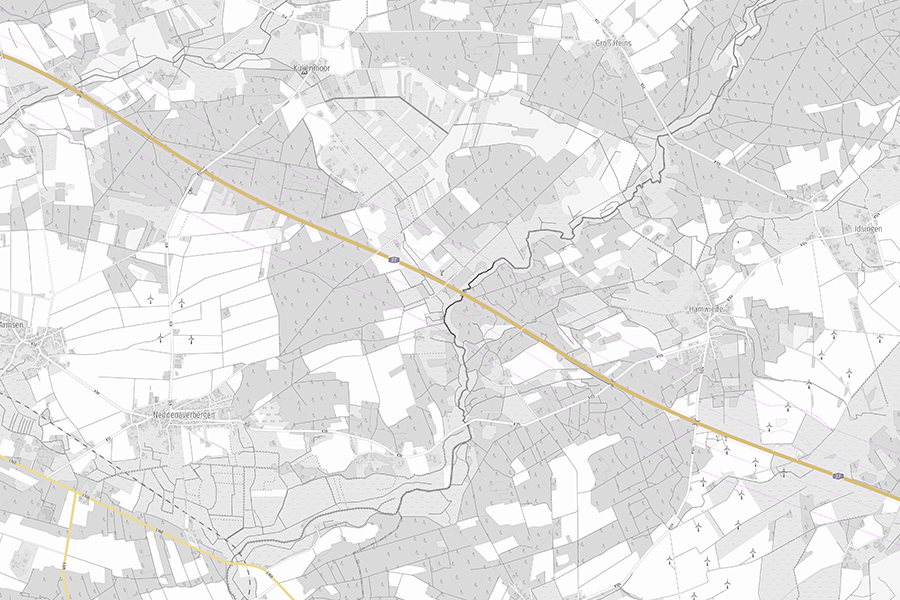 Karte mit Privilegierungs-Korridoren entlang von Autobahnen basierend auf ATKIS-Daten