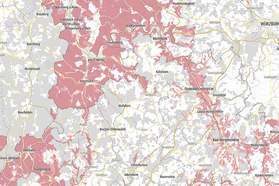 Karte von Deutschland mit farblich markierten Landschaftsschutzgebieten, die dem Schutz und der Erhaltung natürlicher Landschaften dienen