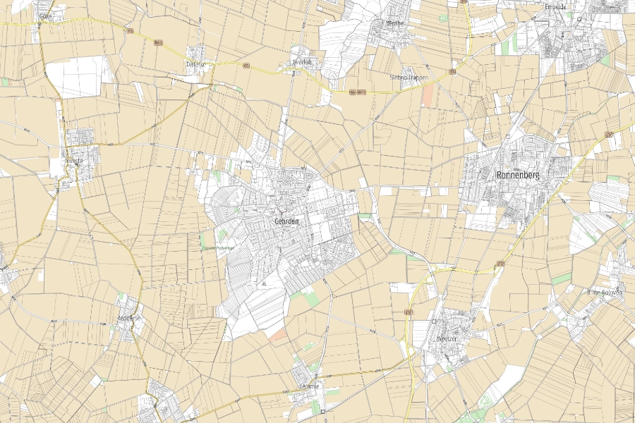 Feldblöcke mit zusätzlicher ALKIS- und ATKIS-Darstellung – landwirtschaftliche Nutzflächen rund um Gehrden und Ronnenberg