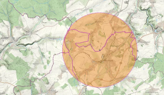 Kartendarstellung mit Ergebnisverschneidung