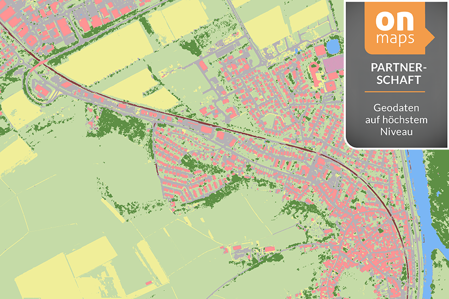 Klassifizierte Geodatenkarte zur Oberflächennutzung mit onmaps Partner-Branding