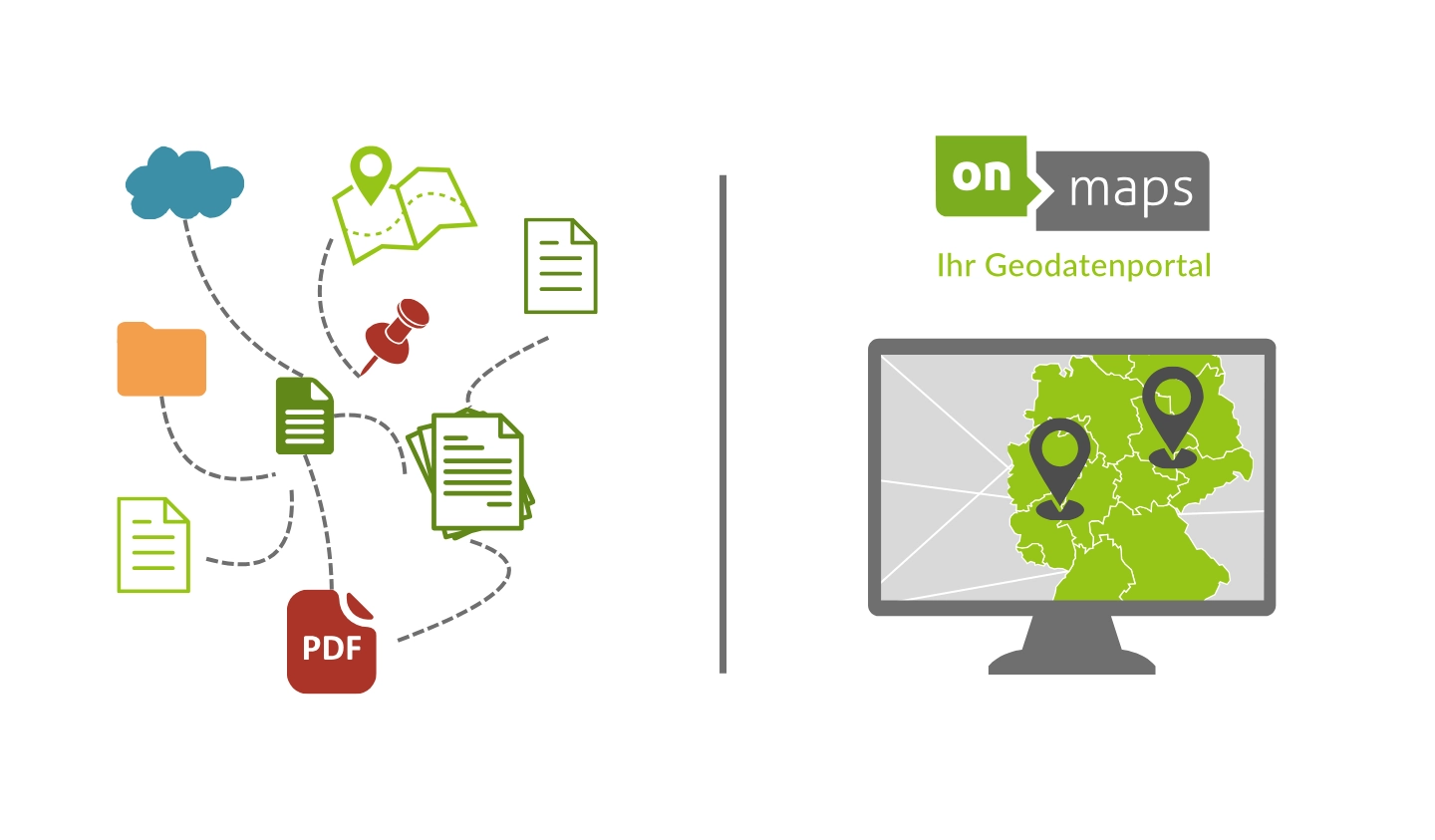Illustration zu onmaps – Geodatenportal mit Dokumenten- und Kartendarstellung