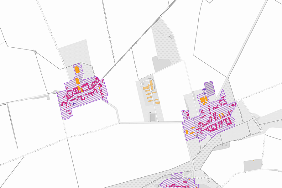 Detailansicht zweier Ortslagen mit klassifizierten Gebäuden aus ALKIS