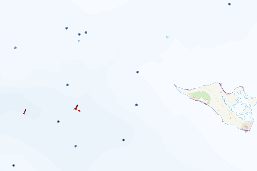 OpenSeaMap-Karte mit Offshore-Markierungen vor der Insel Fehmarn