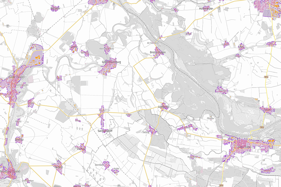 Übersichtskarte mit flächendeckender Klassifizierung von Ortslagen nach ALKIS