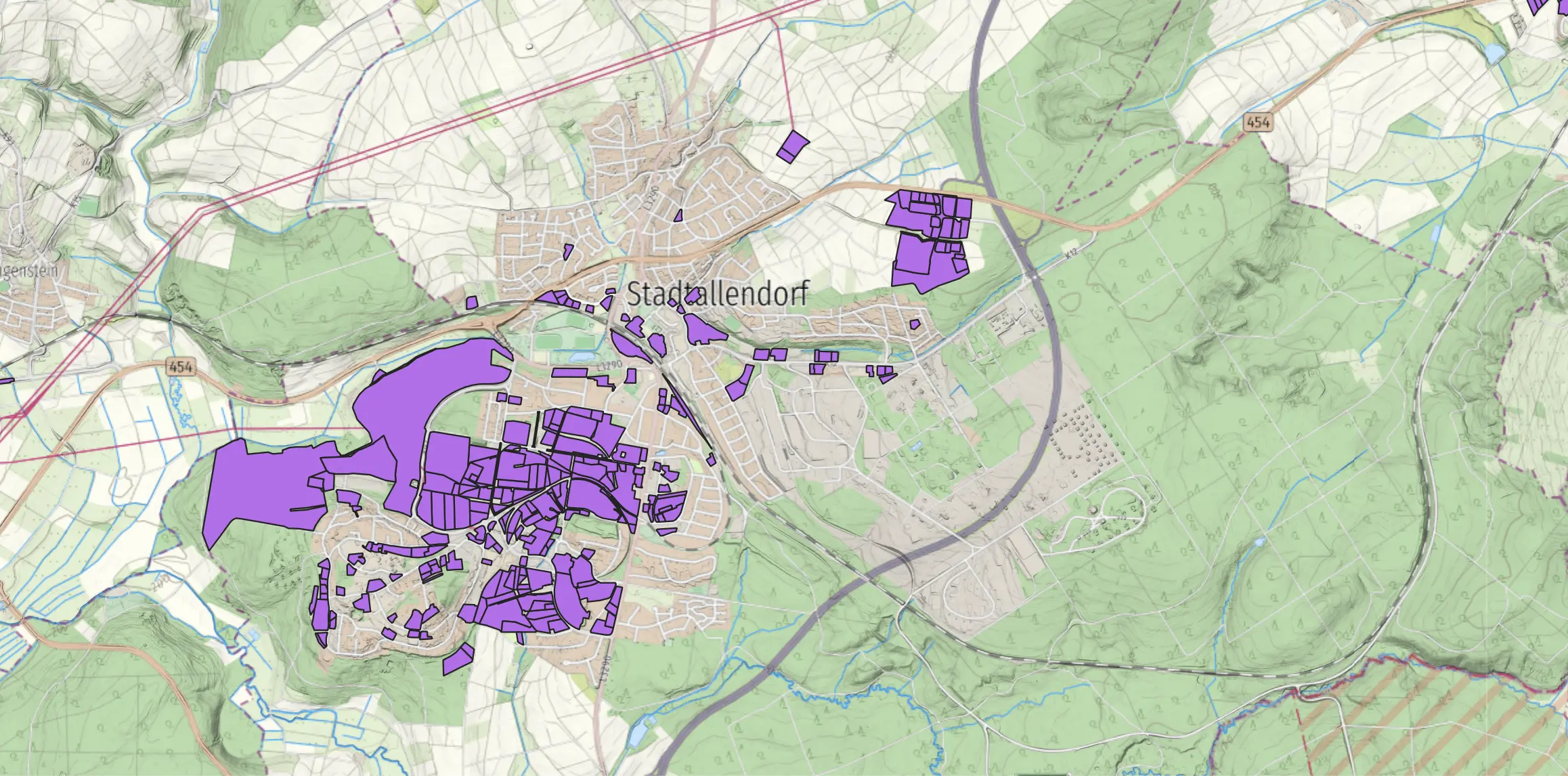 Kartendarstellung mit Ergebnisverschneidung