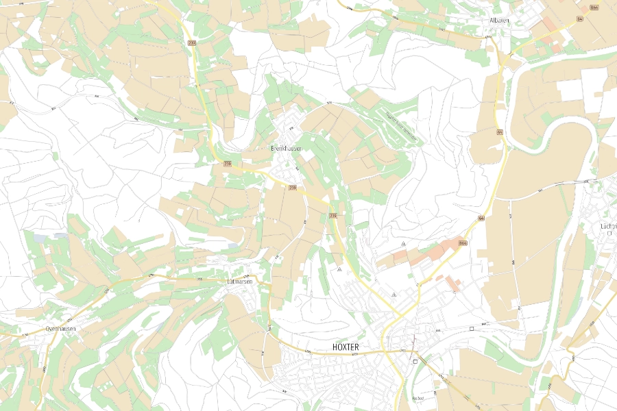 Feldblöcke in der Region Höxter – landwirtschaftliche Schläge mit farbiger Klassifizierung